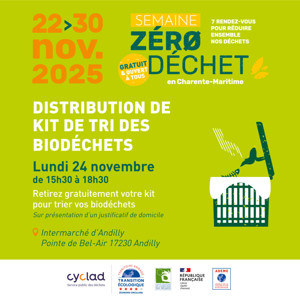 semaine zéro déchet distribution de kit de biodéchets à Andilly