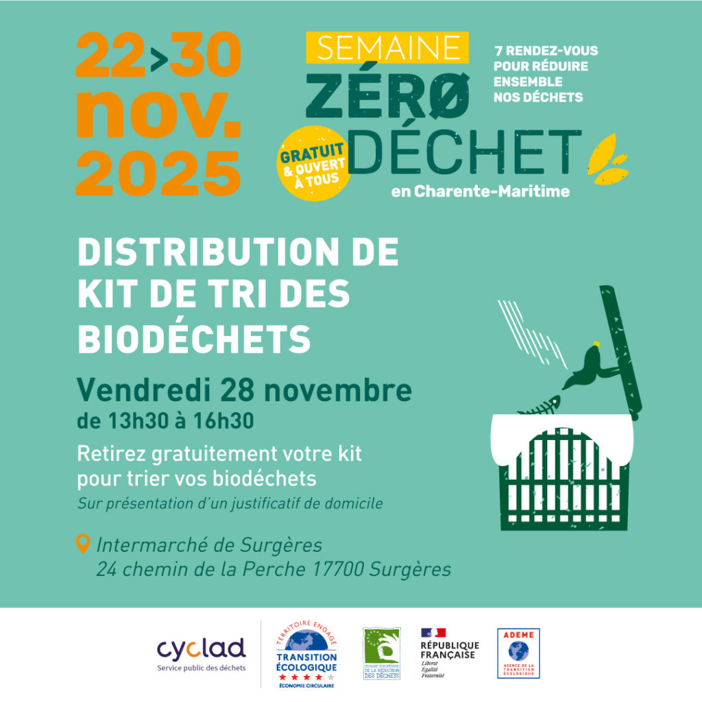 Semaine zéro déchet permanence biodéchets pour équipement en kit de tri