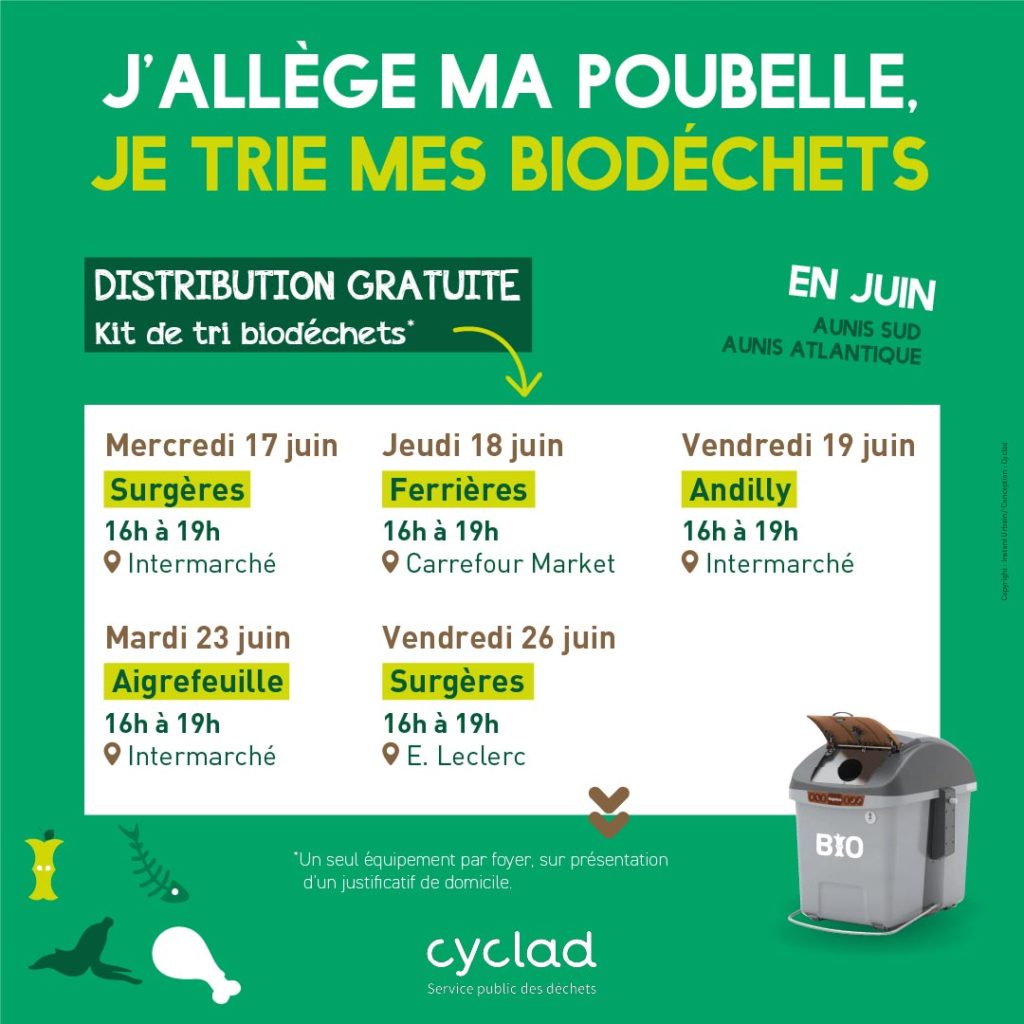 Dates des permanences biodéchets juin 2026 Service Public Cyclad